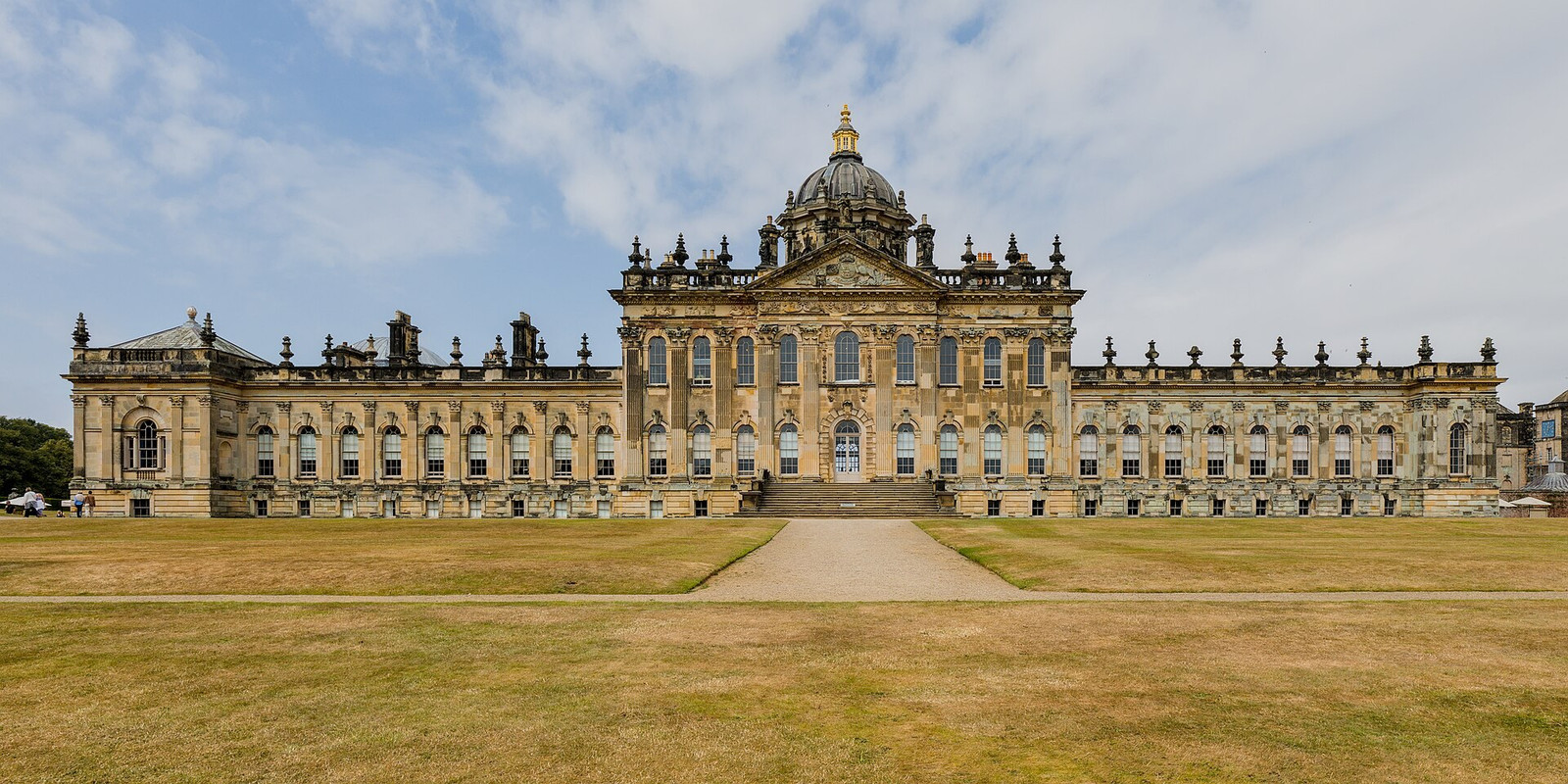 Castle Howard’s Baroque south front beneath a blue sky