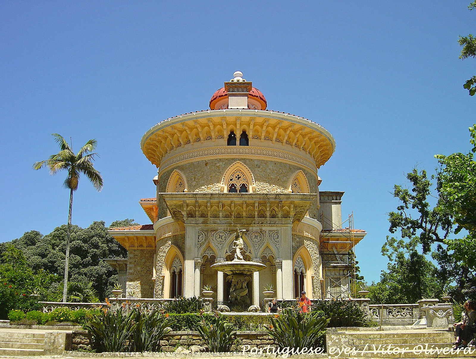 Monserrate Palace framed by palms and dense botanical planting
